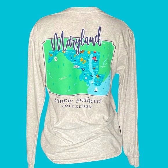 💙4/$28💙 Simply Southern Womens Medium Gray North Carolina Long Sleeve Tee - Picture 1 of 5